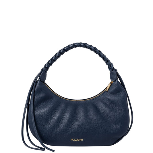 Borsa a spalla donna "Pulicati" CE 1212 Collezione Autunno/Inverno manico intrecciato - Blu
