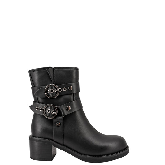 Stivaletti donna "Elvio Zanon" EA1603X Collezione Autunno/Inverno con fibbie - Nero