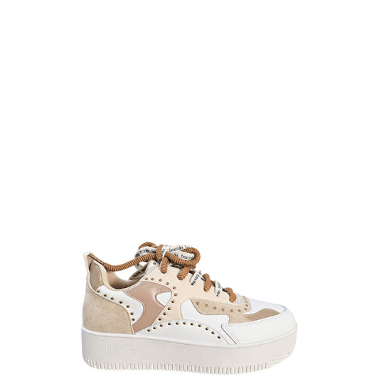 Sneakers donna "Braccialini" B105 Collezione Autunno/Inverno - Bianco e Platino Multi