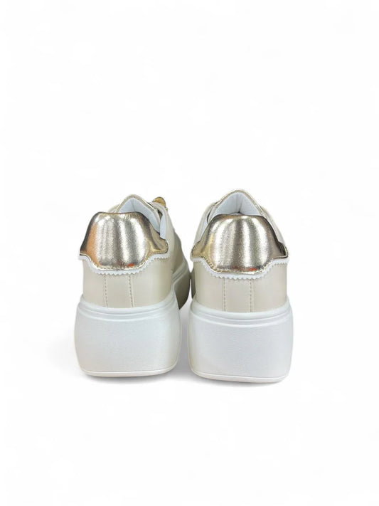Sneakers donna “Braccialini” BA136 Collezione Autunno/Inverno 2025/2026 – Avorio e Oro