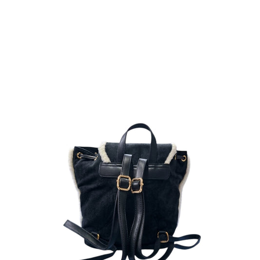 Zaino donna "Valentino Creations" VC620 Collezione Autunno/Inverno con pelliccia - Nero e Bianco