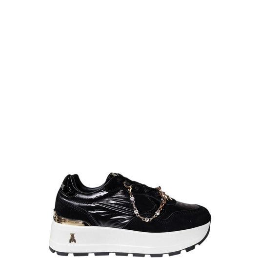 Sneakers donna "Patrizia Pepe" PPJ918 Collezione Autunno/Inverno con charms - Nero e Platino