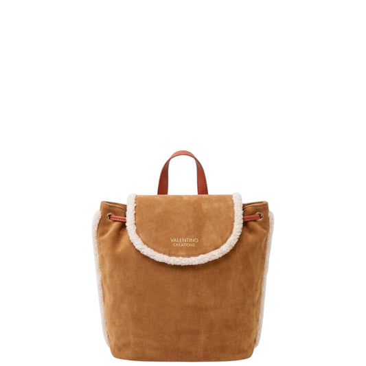 Zaino donna "Valentino Creations" VC620 Collezione Autunno/Inverno con pelliccia - Caramel e Bianco