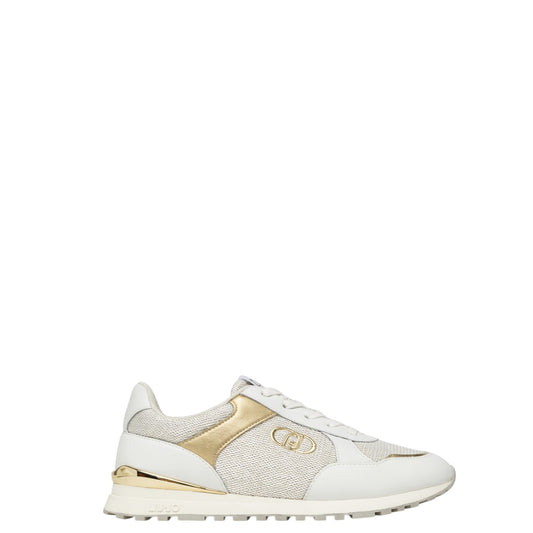 Sneakers donna "Liu Jo" Maxi Wonder Low 01 Collezione Primavera/Estate 2026 - Bianco e oro