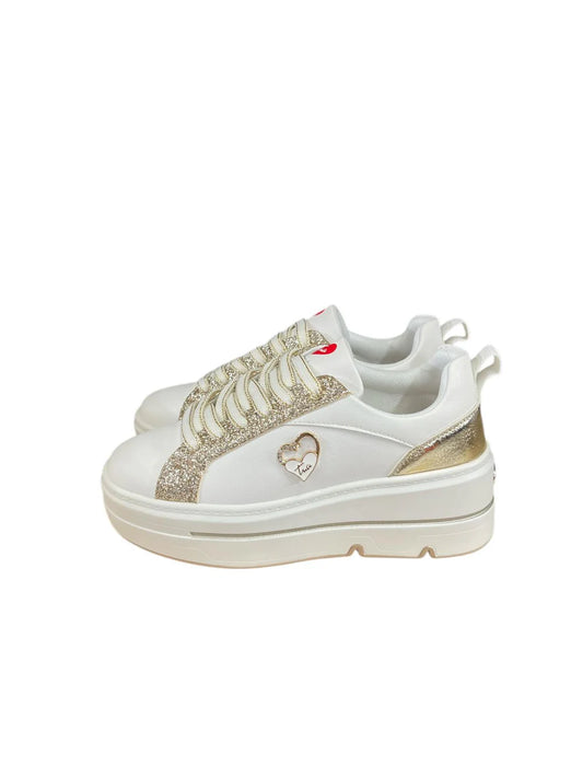 Sneakers donna “Braccialini” BA139 Collezione Autunno/Inverno 2025/2026 – Bianco e Oro