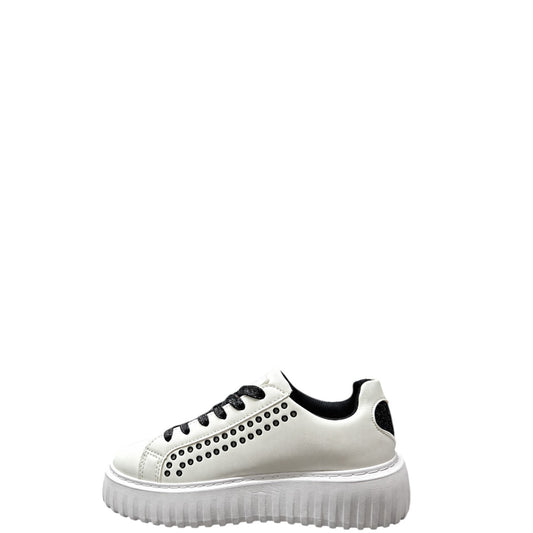 Sneakers donna "Braccialini" B112 Collezione Autunno/Inverno - Avorio chiaro e Nero