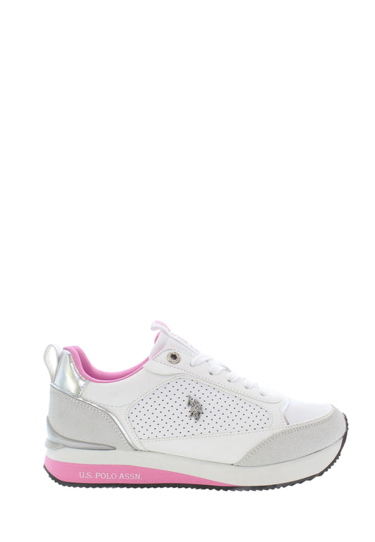 Sneakers donna "U.s. Polo Assn" FRISBY002-WHI-PIN04 Collezione Primavera/Estate 2026 - Bianco e rosa Bianco