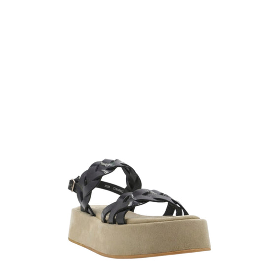 Sandali donna "Janet&Janet" J-121 Collezione Primavera/Estate 2026 suede e pelle - Nero e sabbia