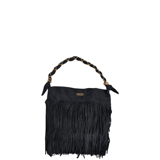 Borsa donna a mano e tracolla "Valentino Creations" VC2048 Collezione Autunno/Inverno con frange - Nero