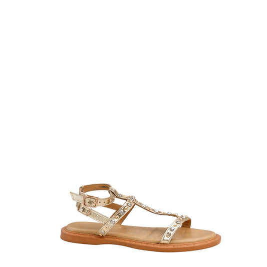 Sandali donna "Janet&Janet" J-142 Collezione Primavera/Estate 2026 con microborchie e strass - Oro e Cuoio