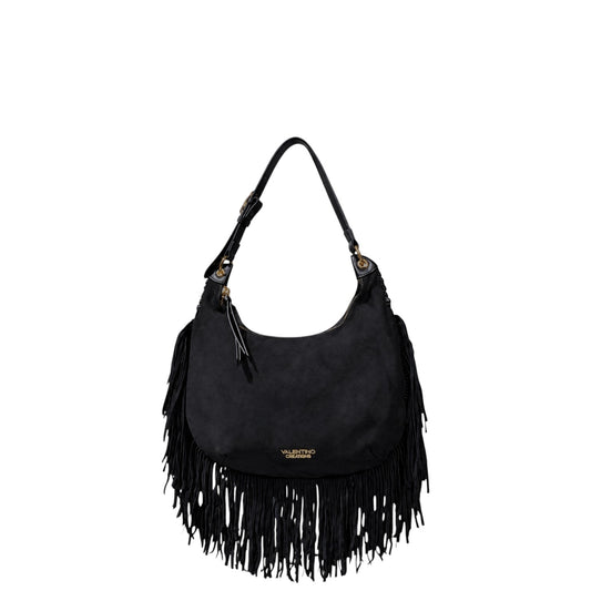 Borsa donna a spalla e tracolla "Valentino Creations" VA-7089 Collezione Autunno/Inverno con frange - Nero