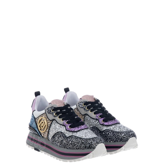 Sneakers donna "Liu Jo" MAXI WONDER GLITTER 24 Collezione Primavera/Estate - Nero e viola multi