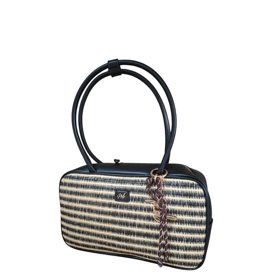 Borsa donna a spalla "Mariella Burani" MB028 Collezione Primavera/Estate 2026 - Nero e Beige