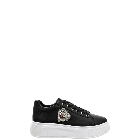 Sneakers donna "Braccialini" B100 Collezione Autunno/Inverno con cuore - Nero e Bianco