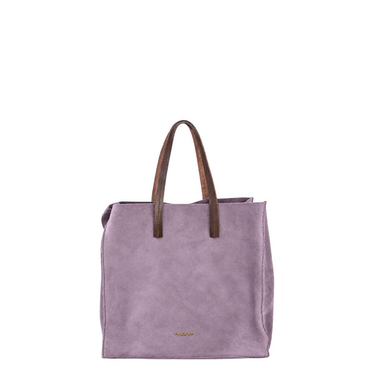 Borsa a mano donna "Pulicati" SC 2897 Collezione Autunno/Inverno Nabuk con tracolla - Lavanda e Marrone