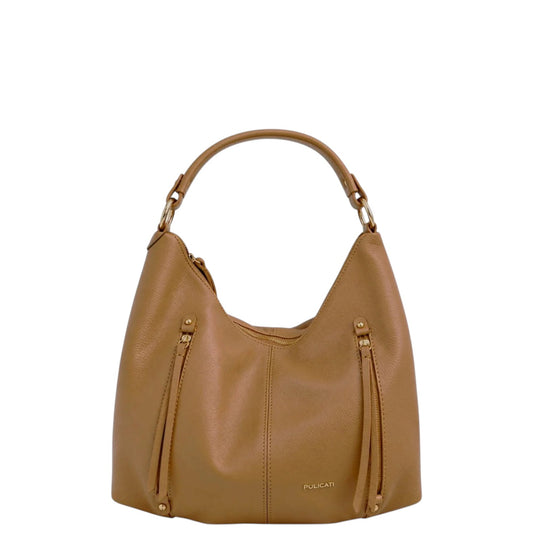 Borsa a spalla donna "Pulicati" CE 6004 Collezione Autunno/Inverno con tracolla - Camel
