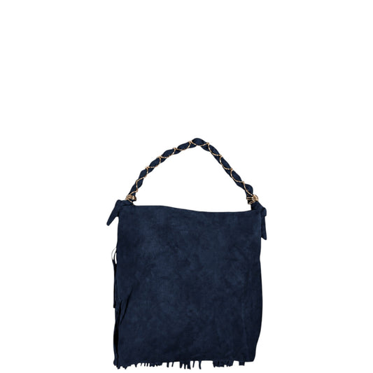 Borsa donna a mano e tracolla "Valentino Creations" VC2048 Collezione Autunno/Inverno con frange - Blu