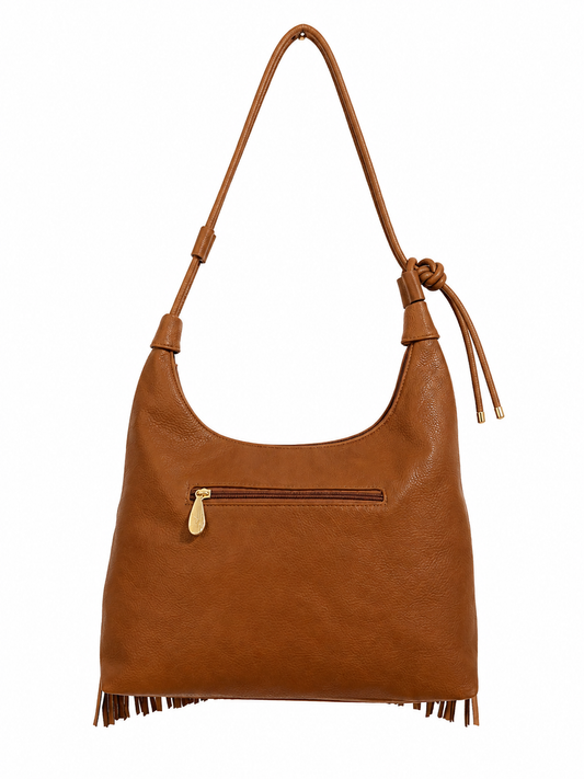Borsa a spalla donna "Mariella Burani" COACHELLA# Collezione Autunno/Inverno con frange - Cuoio