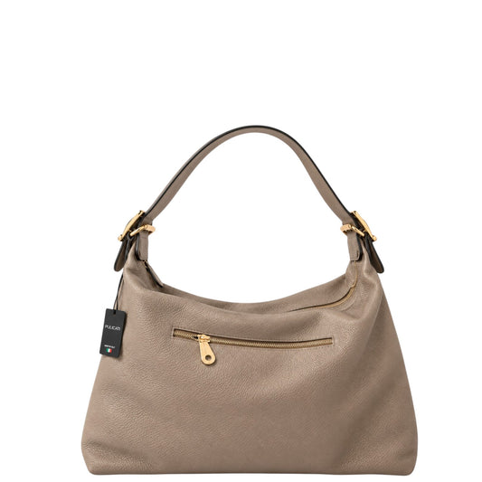 Borsa a spalla donna "Pulicati" CE 9456 Collezione Autunno/Inverno con fibbioni e tracolla - Beige