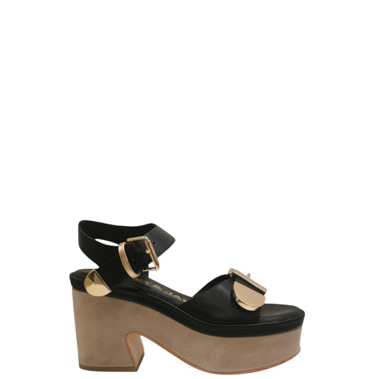 Sandali con zeppa donna "Janet&Janet" J-153 Collezione Primavera/Estate 2026 - Nero e Sabbia