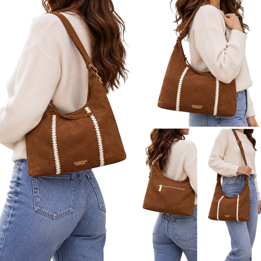 Borsa donna a spalla e tracolla "Valentino Creations" VC529 Collezione Autunno/Inverno - Tabacco