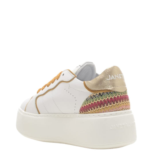 Sneakers donna "Janet & Janet" J-003 Collezione Primavera/Estate 2026 - Bianco e Senape