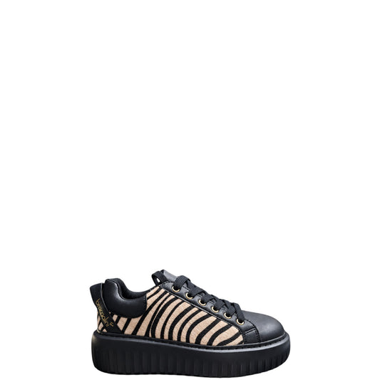 Sneakers donna "Braccialini" B116 Collezione Autunno/Inverno - Nero e Zebrato