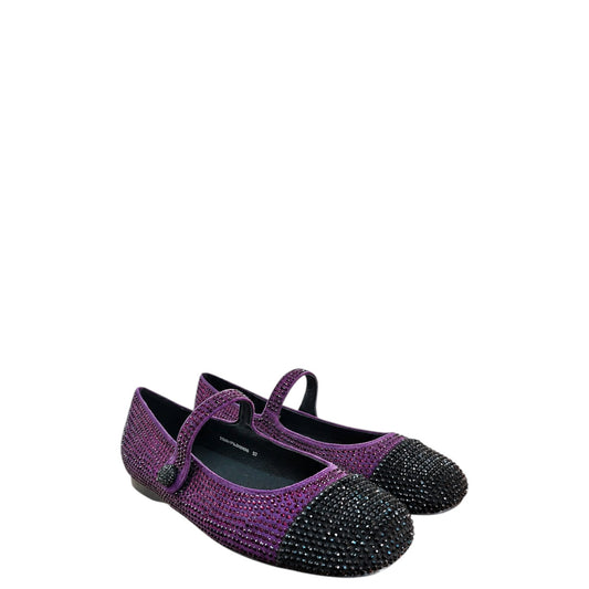 Ballerine Mary Jane donna "Massimo Santini" Marseille Mc Strass Collezione Autunno/Inverno - Prugna e Nero