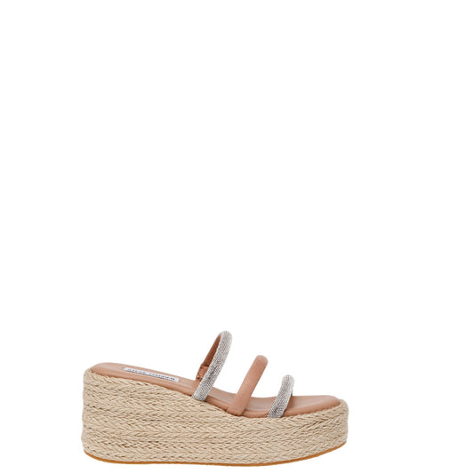 Ciabatte zeppa donna "Steve Madden" KEY WEST Collezione Primavera/Estate 2026 - Naturale e argento