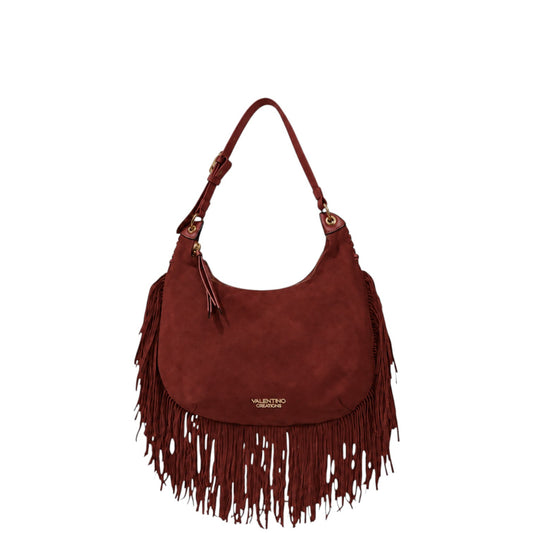 Borsa donna a spalla e tracolla "Valentino Creations" VA-7089 Collezione Autunno/Inverno con frange - Rosso mattone