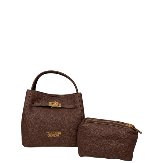 Borsetta donna a mano e tracolla "Valentino Creations" VC9006 Collezione Autunno/Inverno - Caffè