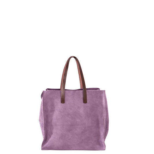 Borsa a mano donna "Pulicati" SC 2897 Collezione Autunno/Inverno Nabuk con tracolla - Lavanda e Marrone
