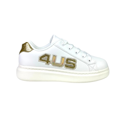 Sneakers donna “4US By Paciotti” MILU 03 Collezione Autunno/Inverno 2025/2026 – Bianco e Oro Glitter