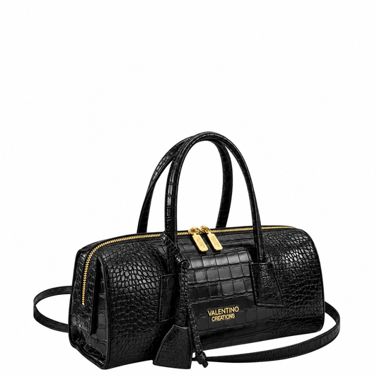 Borsa a mano donna "Valentino Creations" VA-7102 Collezione Autunno/Inverno stampa cocco con tracolla - Nero