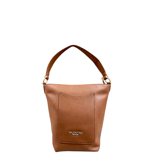 Borsa donna a spalla e tracolla "Valentino Creations" VC603 Collezione Autunno/Inverno a secchiello- Cuoio
