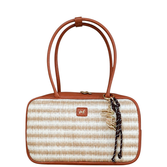 Borsa donna a spalla "Mariella Burani" MB028 Collezione Primavera/Estate 2026 - Cuoio e Beige