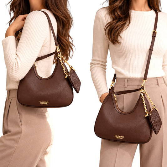 Borsa donna a spalla e tracolla "Valentino Creations" VC630 Collezione Autunno/Inverno - Cioccolato