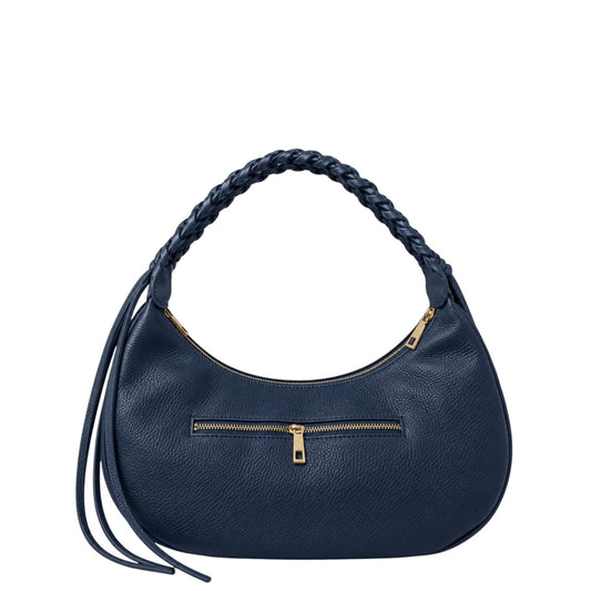 Borsa a spalla donna "Pulicati" CE 1212 Collezione Autunno/Inverno manico intrecciato - Blu