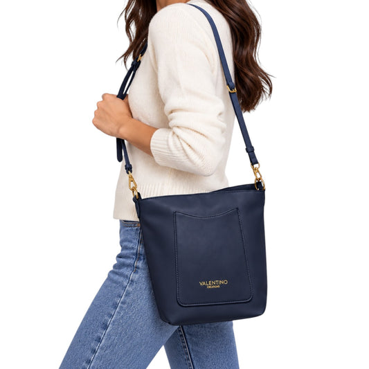 Borsa donna a spalla e tracolla "Valentino Creations" VC603 Collezione Autunno/Inverno a secchiello- Blu Notte