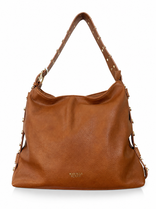 Borsa donna a spalla "Mariella Burani" STUDS Collezione Autunno/Inverno con tracolla - Cuoio