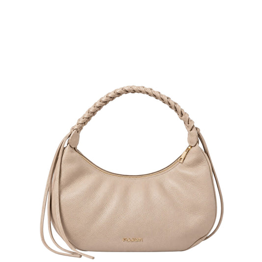 Borsa a spalla donna "Pulicati" CE 1212 Collezione Autunno/Inverno manico intrecciato - Mokaccino