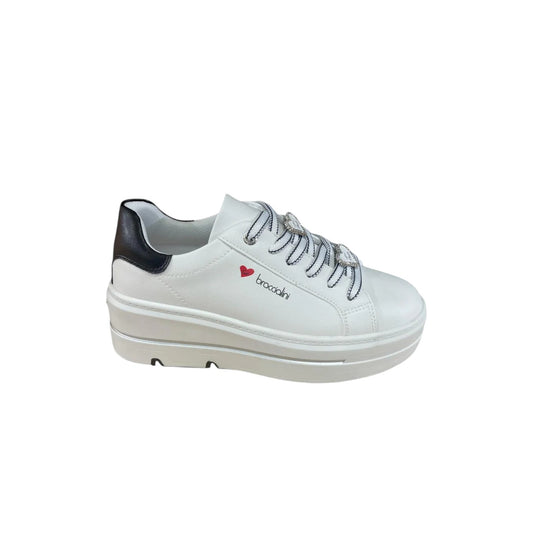 Sneakers donna “Braccialini” BA140 Collezione Autunno/Inverno 2025/2026 – Bianco Nero e Argento