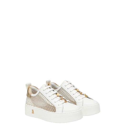 Sneakers donna "Patrizia Pepe" PPJ308 Collezione Autunno/Inverno - Bianco e oro