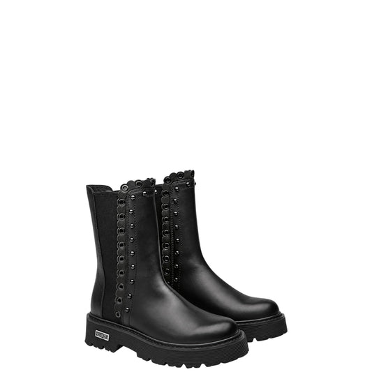 Anfibi donna "Cult" CLW459200 Collezione Autunno/Inverno con bordo smerlato - Nero