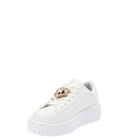 Sneakers donna "Braccialini" B114 Collezione Autunno/Inverno con cuore oro - Bianco