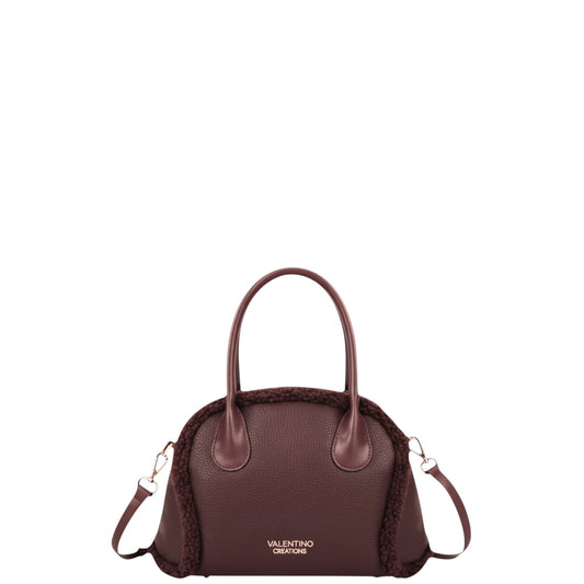 Borsa donna a mano e tracolla "Valentino Creations" VA-7083 Collezione Autunno/Inverno con pelliccia - Caffè