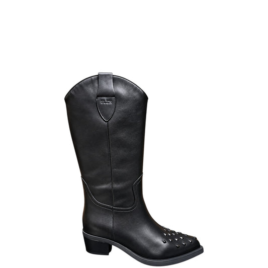 Stivali Texani donna "Elvio Zanon" EA1104X Collezione Autunno/Inverno con borchie - Nero