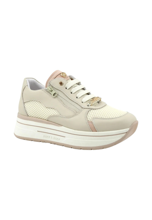 Sneakers donna "Janet & Janet" J-021 Collezione Primavera/Estate 2026 - Nocciola e Bianco