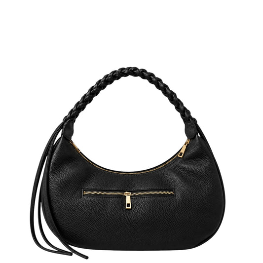 Borsa a spalla donna "Pulicati" CE 1212 Collezione Autunno/Inverno manico intrecciato - Nero