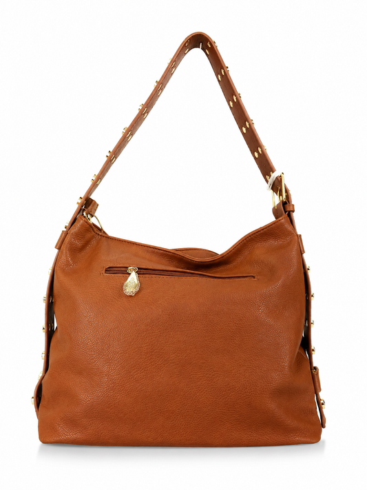 Borsa donna a spalla "Mariella Burani" STUDS Collezione Autunno/Inverno con tracolla - Cuoio